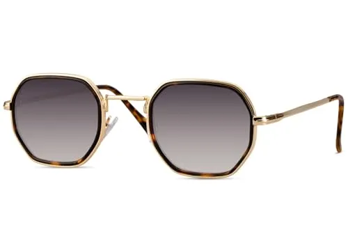 styleBREAKER Hexagon Sonnenbrille Uni | Retro Metallrahmen mit UV400 Schutz - Entdecke die stilvolle Hexagon Sonnenbrille mit feinem Kupferrahmen und farbigen Akzenten. Ideal für den Alltag und perfekt für verschiedene Gesichtsformen. Inklusive Stoffbeutel und Putztuch für den optimalen Schutz.
