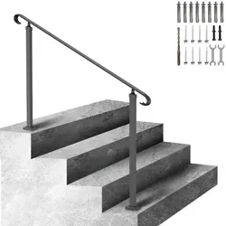 VEVOR Treppengeländer 140x13,5x97 cm - Zubehör für Leitern & Gerüste, höhenverstellbar bis 48 cm und anpassbarer Winkel bis 52,8°, ideal für 2-3 stufige Treppen mit elegantem Design und einfachem Installationskit.