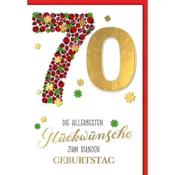 70. Geburtstag - Karte mit Umschlag - Marienkäfer - plastikfrei - unverpackt