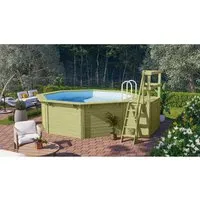 Karibu Pool X1 KDI Innenhülle Blau - Massivholzpool mit 111 cm Wassertiefe, 11,6 m³ Volumen und 0,6 mm blauer Poolfolie für einfachen Folientausch. Ideal für Gartenfreunde, die Wert auf Qualität und Langlebigkeit legen.