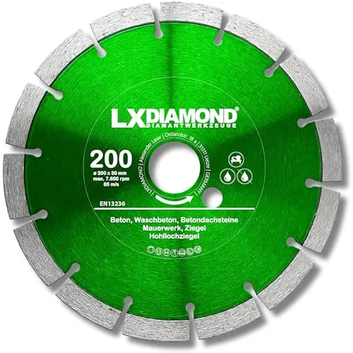 LXDIAMOND Diamant-Trennscheibe 200mm x 30,0mm - für Schneidetische, Brückensägen - Diamantscheibe zum Trennen von Stein, Beton, Ziegel, Mauerwerk - 200 mm Steinscheibe in Profi Qualität