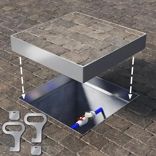 Schachtabdeckung Edelstahl 500x500 Höhe 50 mm Revisionsschacht Gullideckel Auspflasterbar EN - 124