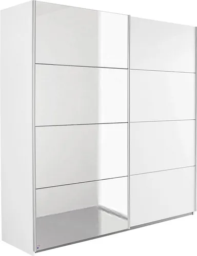 Schwebetürenschrank RAUCH "Subito Kleiderschrank Bestseller" - Kleiderschrank in Weiß, 136x197x61 cm, mit 4 Spiegelelementen für mehr Raumgefühl und moderne Leinenoptik im Inneren. Ideal für stilvolle Schlafzimmer.