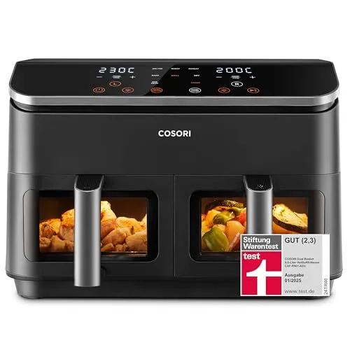 COSORI CAF-R901-AEU - Dual Basket Heißluftfriteuse 1750 Watt, fettfreies Frittieren und vielseitige Kochmöglichkeiten