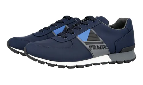 PRADA Nylon Leder Matchrace Sneaker - 4E3198 - Oltremare Blau - NEU -  10,5 44,5