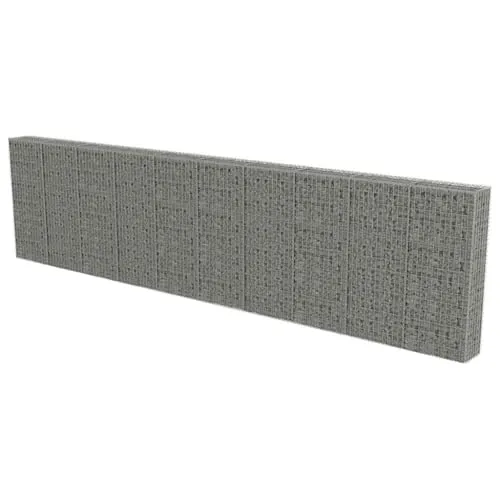 vidaXL Gabionen Wand mit Deckel 600x30x150cm - Gartensichtschutz, stabiler Steinkorb aus verzinktem Stahl für langlebige Stützmauern und effektiven Wind- und Lärmschutz.