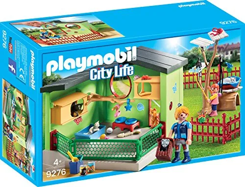 PLAYMOBIL City Life 9276 Katzenpension für Kinder - Spielfigur Spielsets mit Katzenspielzeugen, Kletterbaum und Versteckmöglichkeiten. Ideal für kreative Rollenspiele und fördert die Fantasie von Kindern ab 4 Jahren.