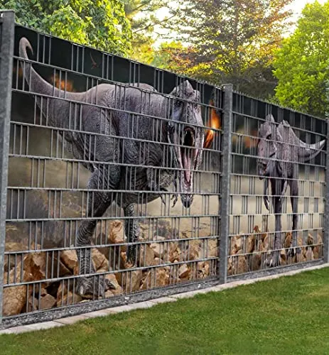 MyMaxxi Zaunsichtschutz T-Rex - Sichtschutzstreifen für Doppelstabmattenzaun - Gartensichtschutz mit 9 blickdichten Streifen (500x180cm) für optimalen Wind- und Sonnenschutz im Garten. Ideal für mehr Privatsphäre und Schutz!