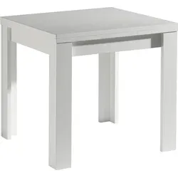 Ausziehbarer Kulissentisch Monzi in Weiß Matt – 80(136)x78x80cm - Der moderne Esstisch Monzi in Weiß Matt ist ideal für kleine Räume. Mit einer praktischen Ausziehfunktion von 80 cm auf bis zu 136 cm bietet er Flexibilität für gesellige Anlässe. Stabil und elegant – perfekt für Ihr Zuhause!