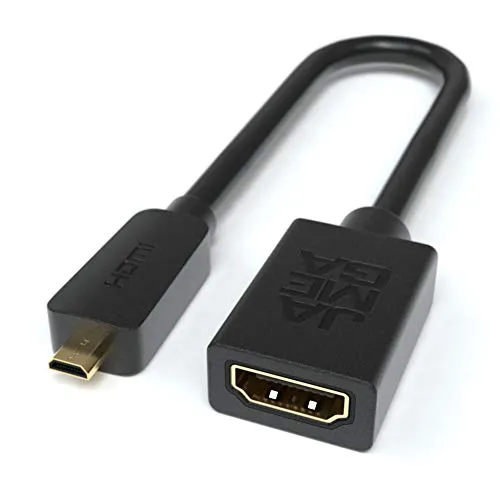 JAMEGA – Micro HDMI Adapter | Micro HDMI Stecker auf HDMI Buchse Audio Video Übertragung 3D 4K UHD 2160p Full HD 1080p ARC HDMI Typ D auf Typ A Adapterkabel kompatibel mit Raspberry Pi 4, Gopro UVM