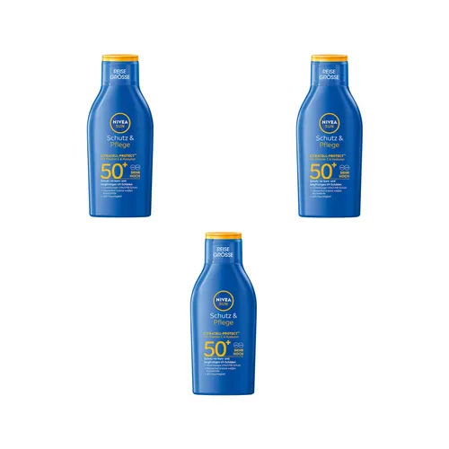 Nivea Sonnenschutzpflege SUN Schutz & Pflege LSF50+ UV Schutz 3 x 100 ml, Set, 3-tlg., 3er Pack, mit Hyaluronsäure LSF 50
