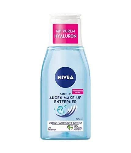 NIVEA Sanfter Augen Make-Up Entferner (125 ml) - Make-up-Reinigungswasser, sanfte Reinigung für empfindliche Augen, entfernt gründlich Wimperntusche und Make-Up, ideal auch für Kontaktlinsenträger*innen.