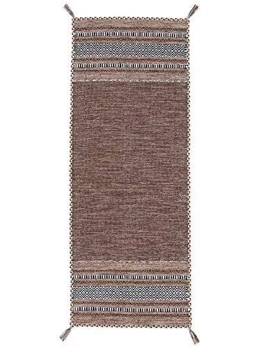carpetfine Teppich Kelim Azizi - Handgewebter Wendeteppich - Teppich aus 100% Baumwolle, rechteckig und 5 mm hoch, ideal für Wohnzimmer. Der Wendeteppich bietet zwei Designs in einem und sorgt für ein gemütliches Ambiente.