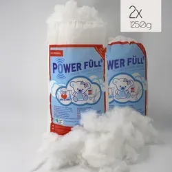 POWER FÜLL Füllwatte | 2 x 1,25 kg - Hochwertiges Stopfmaterial - Premium Füllwatte für Stofftiere & Kissen, waschbar bis 95°C, allergikerfreundlich und zertifiziert nach DIN 71/3 Spielzeugnorm.