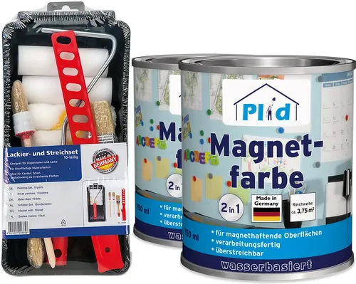 plid Magnetfarbe Premium - Schnelltrocknende Magnetfarbe für kreative Gestaltung - Farben - Vielseitige Magnetfarbe in modernem Anthrazitgrau, ideal für verschiedene Untergründe und überstreichbar mit Dispersionsfarbe.
