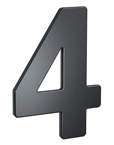 BASI | Hausnummern aus Stahl in Anthrazit | Zahlen 0-9 | Buchstaben a - c | inkl. Befestigungsmaterial | Ziffer 4