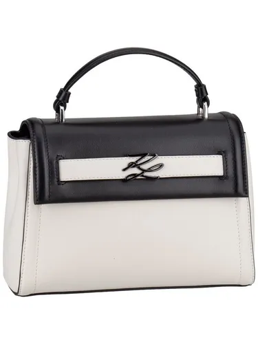 Karl Lagerfeld K/Autograph Small Handtasche - Damen - Elegante Handtasche aus feinem, genarbtem Rindsleder in Schwarz/Weiß, ideal für stilvolle Auftritte und den täglichen Gebrauch.