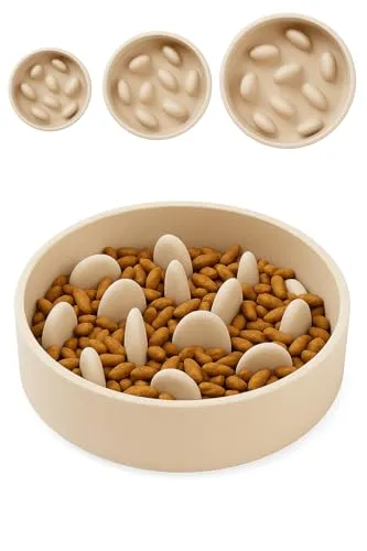 Flamingo Futternapf Slow Feeder Greni Rund – Beige | 1,49 L - Fressnapf für Hunde, verlangsamt das Fressverhalten für bessere Verdauung und weniger Schlingen. Aus robustem, nachhaltigem Material und modernem Design in Beige. Ideal für mittelgroße bis große Haustiere.