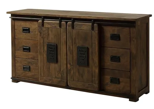 MASSIVMOEBEL24.DE Railway Sideboard 170x45x90 Mango, Farbe:braun lackiert, Größe:170x45x90 cm (BxTxH)