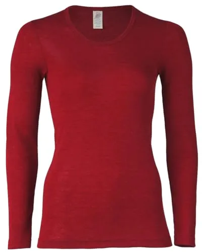 Engel Damen Unterhemd langarm, Malve, 34/36 - Thermooberteil für Damen, aus bio Wolle und Seide für optimale Wärme und Feuchtigkeitsregulierung. Ideal als Unterhemd oder für die Freizeit in der kalten Jahreszeit. GOTS zertifiziert.