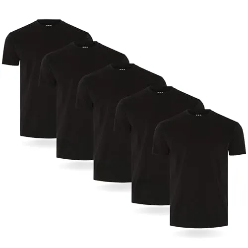 Fm London Herren-t-shirt (3/5er-pack) Herren T-Shirt , Schwarz (5er-pack), L