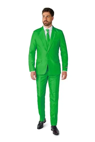 Suitmeister Herrenanzug XL - Festlicher Anzug in Solid Green mit Jackett, Hose und Krawatte - Stylischer, einfarbiger Herrenanzug von Suitmeister in XL. Ideal für besondere Anlässe, überzeugt durch hochwertigen Schnitt und verstellbaren Bund für optimalen Tragekomfort.