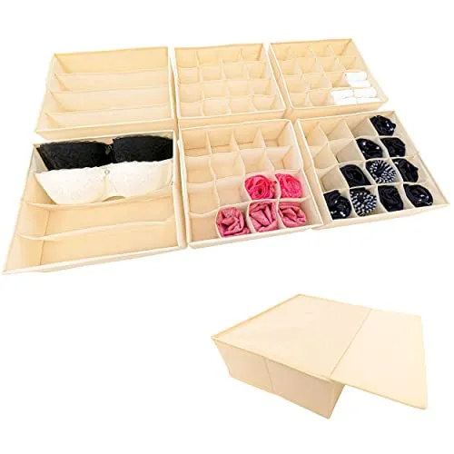 SIMPLE JOY® PAX100 Organizer für ikea Kleiderschrank; passgenau; Stabiler Boden; Schubladen Ordnungssystem für Socken, Unterwäsche, Krawatten; 6er Set (Beige)