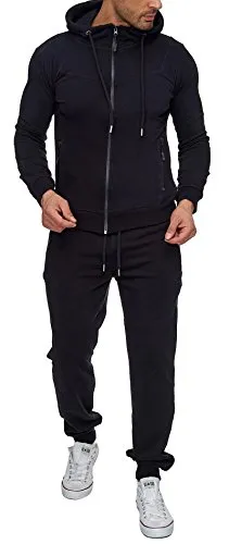 Reslad Herren Trainingsanzug RS-5063 Schwarz 2XL - Stylischer Streetwear Trainingsanzug für Herren, aus hochwertigem Baumwoll-Polyester-Mix für optimalen Tragekomfort. Ideal für Sport und Freizeit, mit perfekter Passform und praktischen Reißverschlusstaschen.
