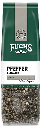 Fuchs Gewürze - Pfeffer schwarz ganz im recyclebaren Nachfüllbeutel - 60 g