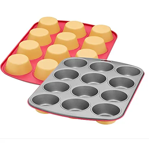 Original Kaiser Happy Colors Muffinblech für 12 Muffins, antihaftbeschichtet - Hochwertiges Muffinblech für 12 Muffins (38 x 27 cm), ideal für gleichmäßige Bräunung. Die Antihaftbeschichtung sorgt für müheloses Herauslösen ohne Einfetten – perfekt für süße und herzhafte Leckereien!