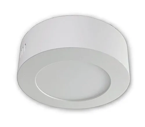 LICHT DISCOUNT LED Aufbauleuchte Aufbaupanel 6 Watt | 2800K Warmweiß | Moderne Deckenlampe weiß | Aufbaustrahler Rund 230V aus Aluminium | Deckenleuchte Panelleuchte Aufputz Ø123 mm |