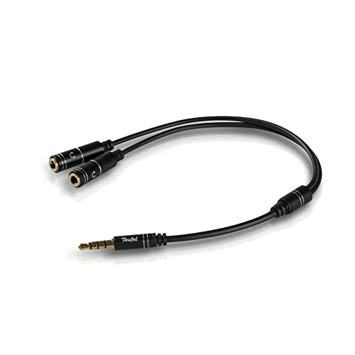 Teufel Audio Y Splitter Kopfhöreranschluss Kabel Stecker und Buchsen Jack 3,5-mm-Klinke - schwarz
