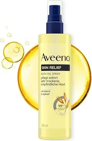 AVEENO Skin Relief Körperöl-Spray 200 ml - Hochwirksames Körperöl-Spray für trockene Haut mit Hafer- und Jojobaöl. Bietet langanhaltende Feuchtigkeit und zieht schnell ein. Ideal für empfindliche Haut und für die tägliche Pflege.