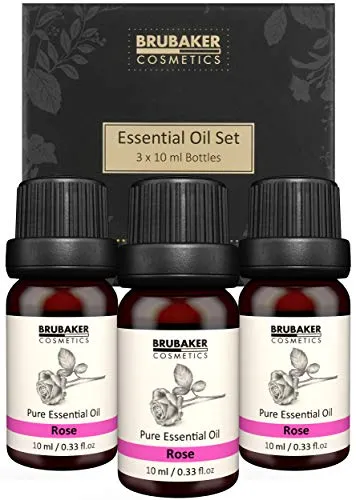 BRUBAKER Cosmetics 3er-Set Rosen Öl - Weiblichkeit, Sinnlichkeit - Ätherische Öle Aromatherapie Geschenkset 3 x 10 ml Rosenöl Vegan
