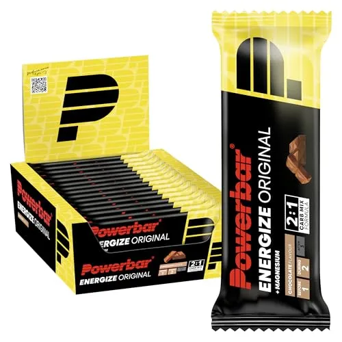 Powerbar Energize Original - Chocolate - 15x55g - High Carb Energieriegel - Gewichtsmanagement Riegel mit optimaler Energieversorgung dank C2MAX, Natrium & Magnesium – ideal für Wettkämpfe und Training.