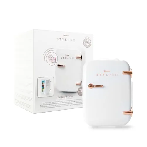 STYLPRO Beauty Fridge - 4-Liter Kosmetikkühlschrank - Mini-Kühlschrank für Hautpflegeprodukte, hält sie bis zu 20 °C unter Raumtemperatur. Kühlt und wärmt, erhöht die Produktleistung und bewahrt Inhaltsstoffe optimal.