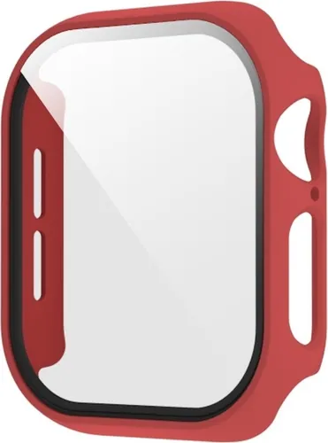 Für Apple Watch Series 10 46mm Kunststoff PC Hülle + H9 Hart Glas Rot