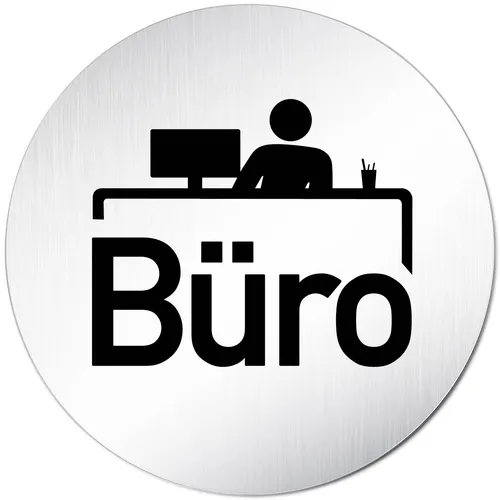 Aluminium Schild 10 cm Ø "Büro" Türschild Küche Tür Alu Privat Besprechung rund