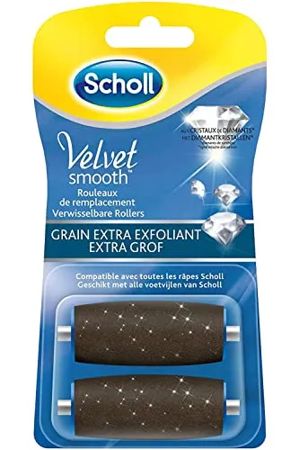 Scholl Velvet Smooth Express Pedi Crystal Diamonds Extra Exfoliating Grain 2 Replacement Rolls by Scholl
