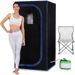 SereneLife Mini Sauna für zuhause - Dampfduschen mit benutzerfreundlichem Design, inklusive faltbarem Saunastuhl für pure Entspannung und Erholung – ideal für Ihr persönliches Home Spa.
