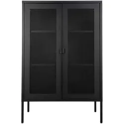 House Nordic Vitrinenschrank in Schwarz - Stilvolles Design für Ihr Zuhause - Vitrinen aus hochwertigem Edelstahl mit 3 Einlegeböden, ideal zur stilvollen Präsentation Ihrer Lieblingsstücke.