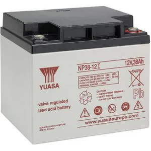 YUASA Blei-Akkumulator NP38-12I - 12 V, 38 Ah, hohe Energiedichte und lange Lebensdauer durch Blei-Kalzium-Gitter