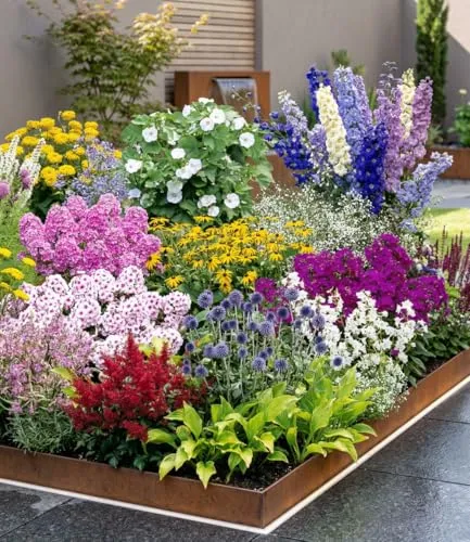BALDUR Garten 12er Set Buntes Staudenbeet 'Multi-Colour' - Vielfältiges Stauden-Sortiment mit mehrjährigen Pflanzen im 7x7 cm-Topf. Ideal für sonnige bis halbschattige Standorte. Geringer Pflegeaufwand für ein blühendes Beet im Sommer.