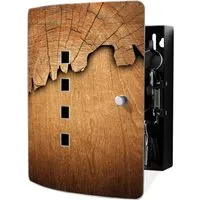 banjado Schlüsselkasten Edelstahl Holz mit Magnetverschluss - Schlüsselkästen aus Edelstahl mit 10 Haken und verstellbarem Magnetverschluss für optimale Schlüsselorganisation, ideal für Zuhause und Büro.
