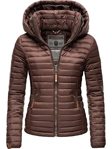 MARIKOO Damen Übergangsjacke Steppjacke mit abnehmbarer Kapuze - Funktionsjacken, stylische Steppjacke für Übergangszeiten, mit abnehmbarer Kapuze und figurschmeichelndem Schnitt für optimalen Tragekomfort.
