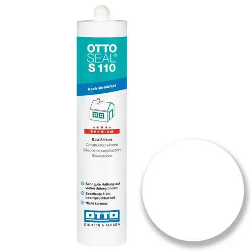 Premium-Bau-Silikon Otto Chemie Ottoseal S 110 Weiß, Kartusche 310 ml MHD 11/24