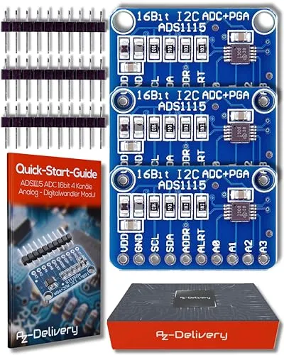 AZDelivery Kompatibel mit ADS1115 ADC Modul 16bit 4 Kanäle kompatibel mit Arduino und Raspberry Pi inklusive E-Book!