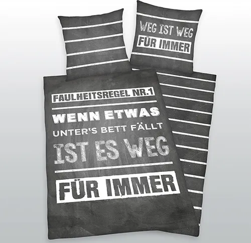 Herding Young Collection Bettwäsche-Set, Wendemotiv mit Spruch - Bettwäsche-Set aus 100% Baumwolle, atmungsaktiv und pflegeleicht. Mit lustigen Sprüchen und Wendekopfkissen für abwechslungsreiche Designs. Ideal als Geschenk!