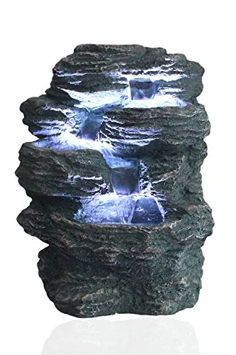 Arnusa Springbrunnen Niagara mit LED Beleuchtung - Brunnen & Kaskaden, perfekter Luftbefeuchter für Innen- und Außenbereich mit energieeffizienter LED Beleuchtung und wetterfestem Netzstecker IP44.