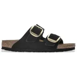 Birkenstock Pantolette Arizona Big Buckle Schwarz, Größe 39 - Wanderschuhe mit verstellbaren Riemen, anatomisch geformtem Kork-Latex-Fußbett und hervorragendem Laufkomfort – ideal für Zuhause und unterwegs.